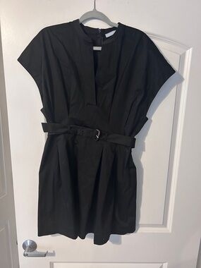 ANTONIO MELANI Black Short Sleeve Belted Mini Dress